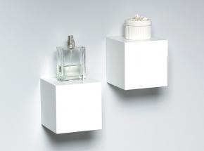 0129-5WT2 Floating Wood Cubes, White Finish